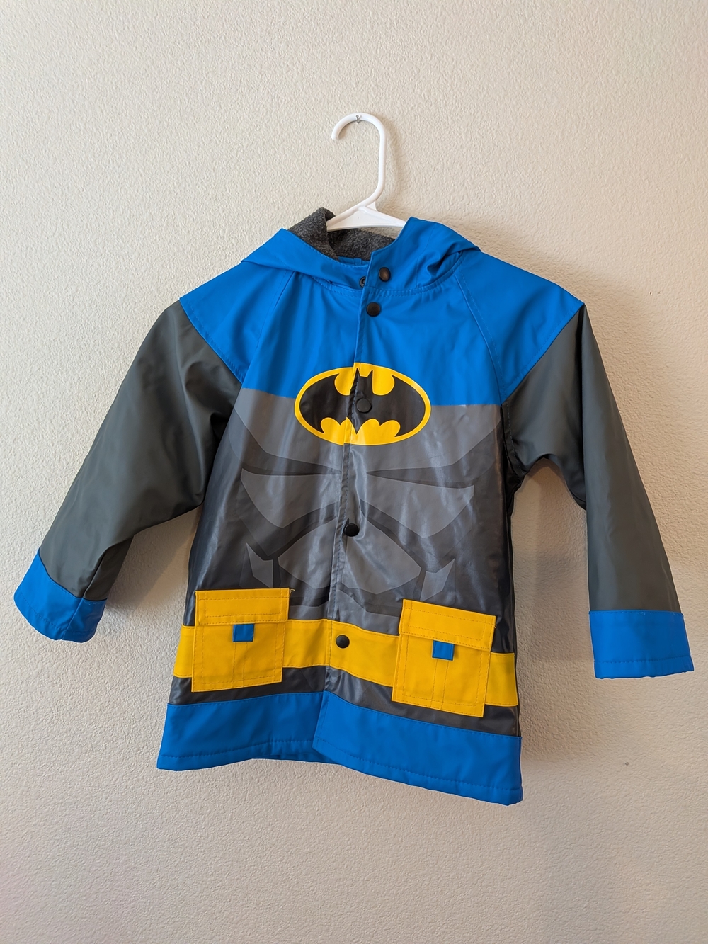 Batman Kids Rain Jacket Costume - Blue, Gray & Yellow Rainy Season, DC Comics